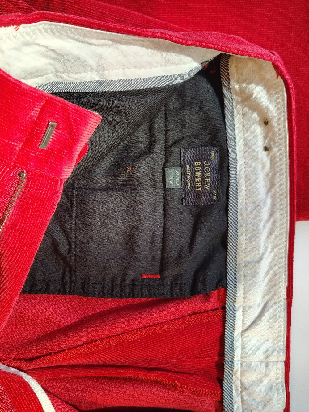 Jcrews Bowery Men's Red Velvet Corduroys Slim Fit Pants 30x32